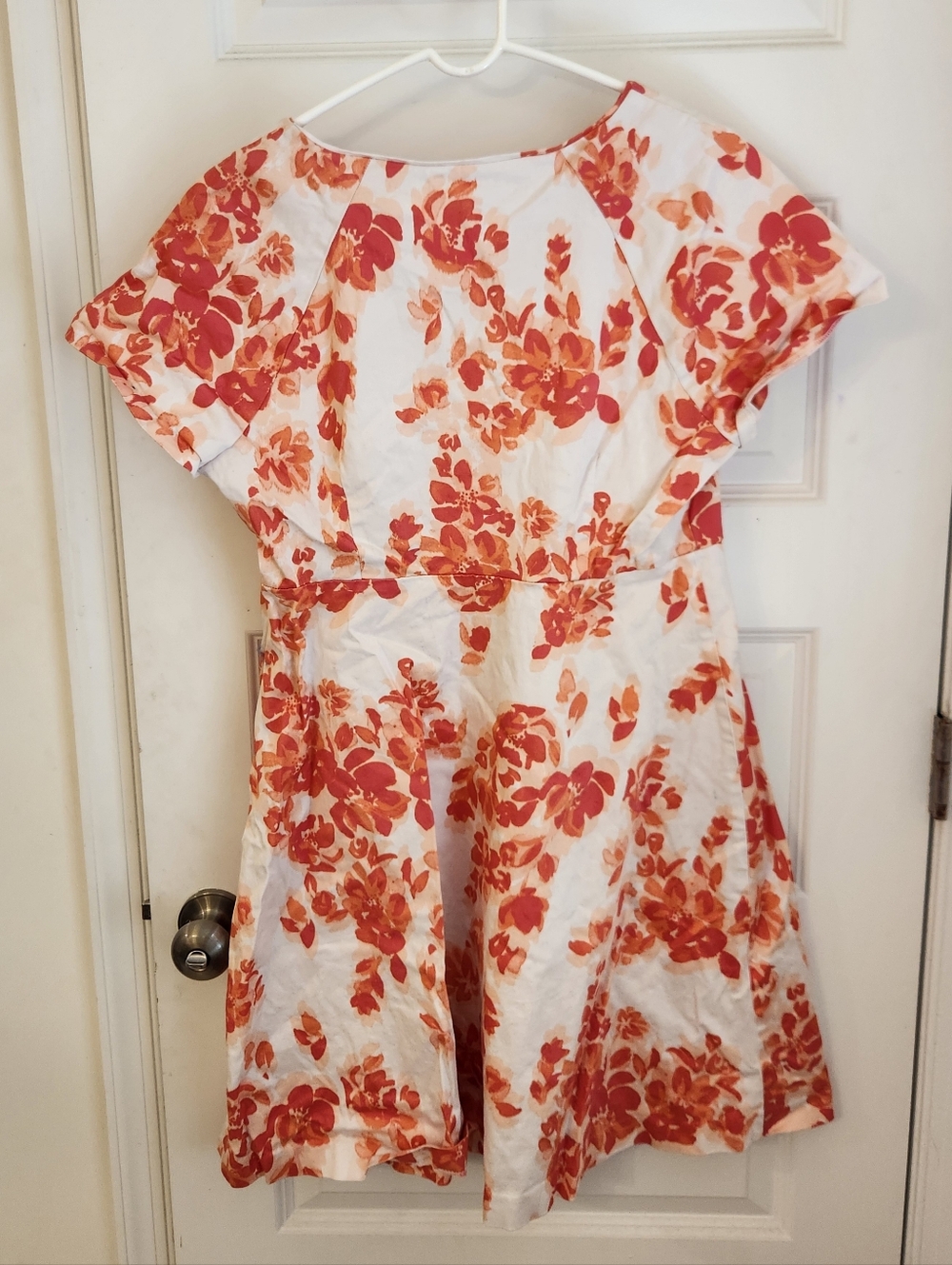 Midi Floral Dress Covington Woman Size 16W White Red Pink Short Sleeved #1292 - Picture 3 of 5